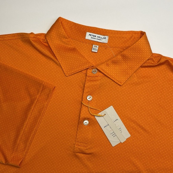 Peter Millar Other - NEW Peter Millar Tesseract Jersey Polo Mens XXL Summer Comfort Orange Stretch